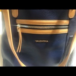 VALENTINA pebbled finish, genuine leather shoulder tote